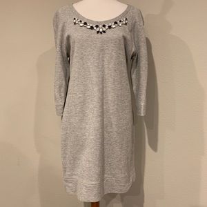 Grey jeweled sweatshirt dress